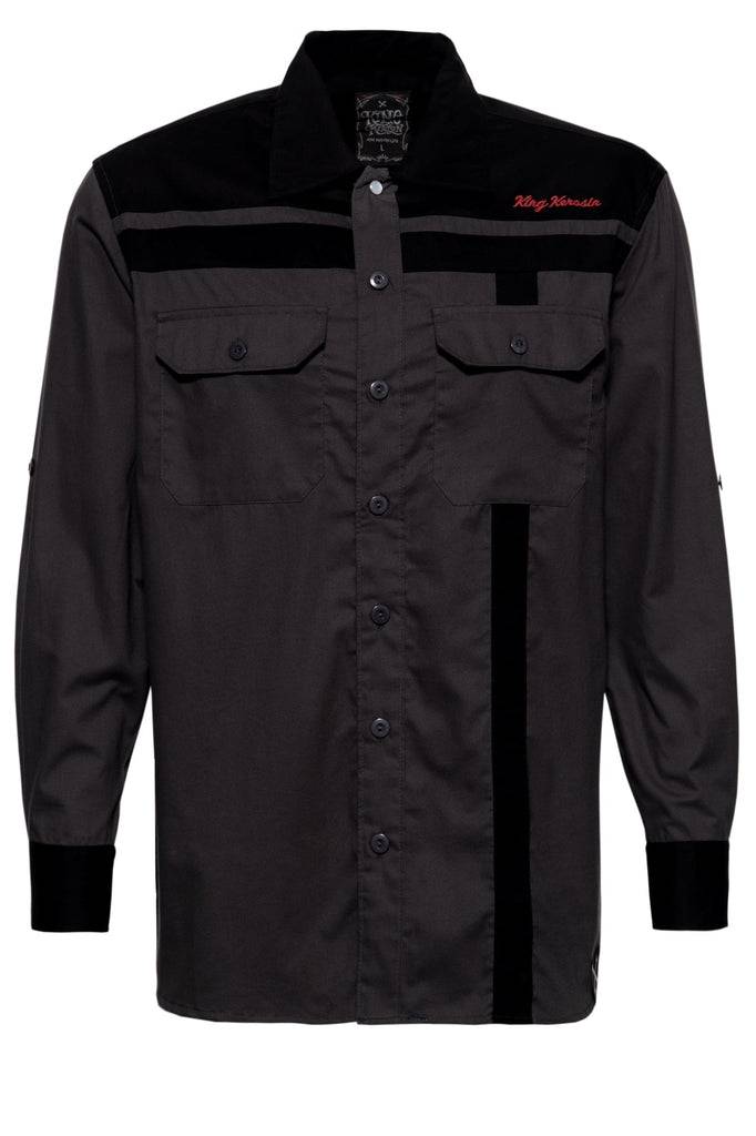 Queen Kerosin Authentisches Retro Hemd mit Stickereien «Roadsters Oil»