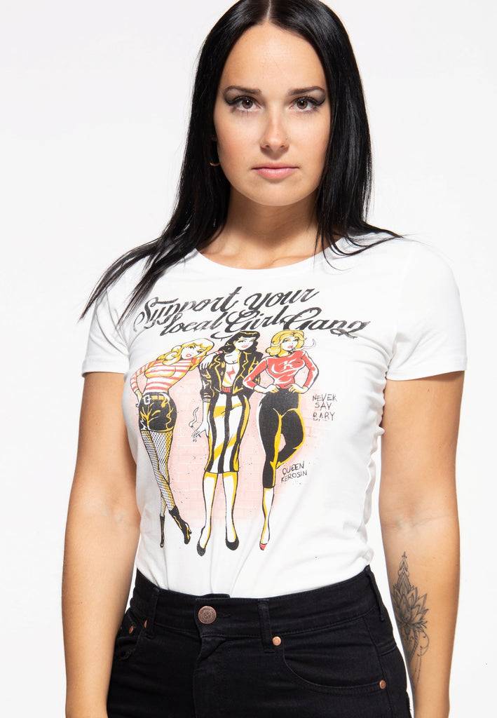 Queen Kerosin Basic T-Shirt «Support your local Girl Gang»