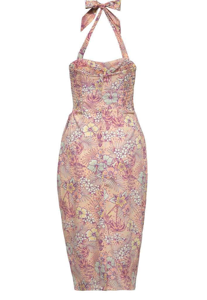 Queen Kerosin Bleistiftkleid In Wickel-Optik Und Mit Tropischem All-Over-Muster