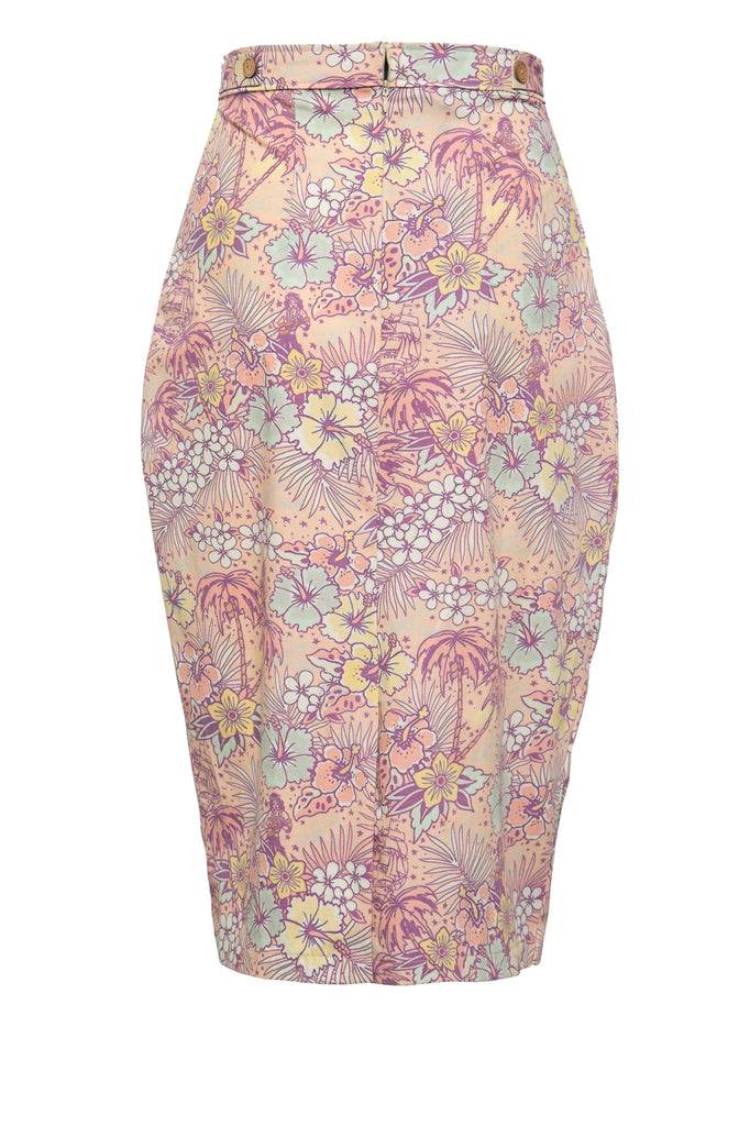 Queen Kerosin Bleistiftrock Mit Hawaiianischem All-Over-Muster Und Wickeloptik