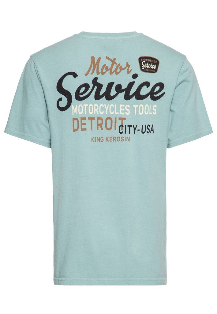 Queen Kerosin Classic T-Shirt Acid Washed Print «Detroit Motor Service»