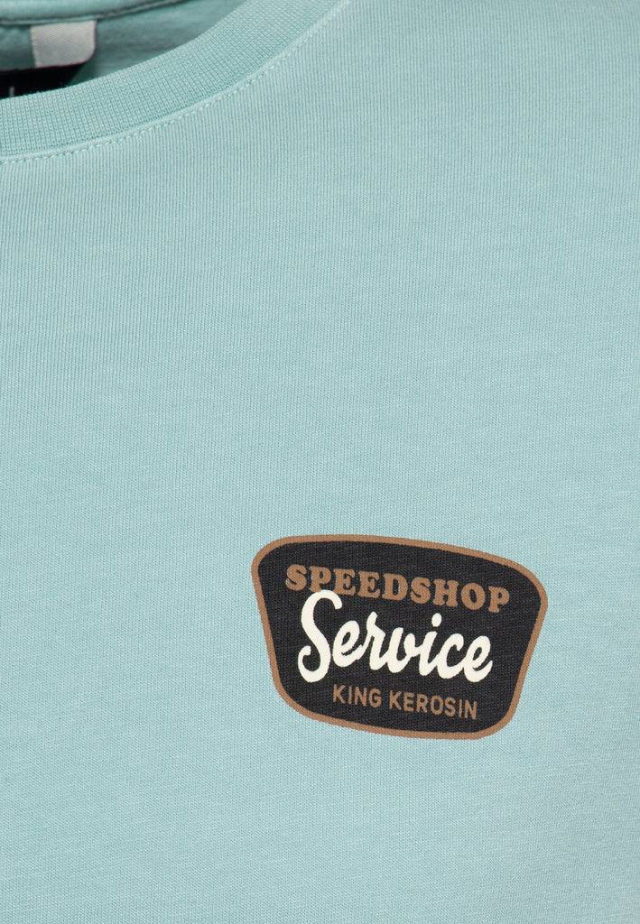 Queen Kerosin Classic T-Shirt Acid Washed Print «Detroit Motor Service»