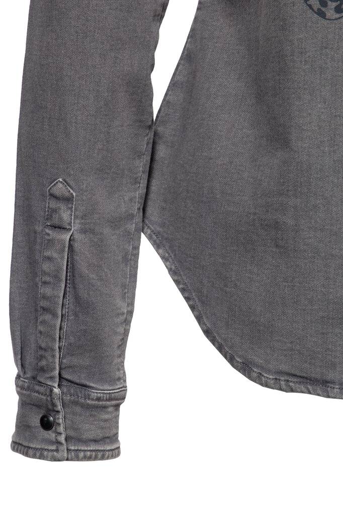 Queen Kerosin Denim-Bluse Mit Legerem Waschungseffekt Und Backprint