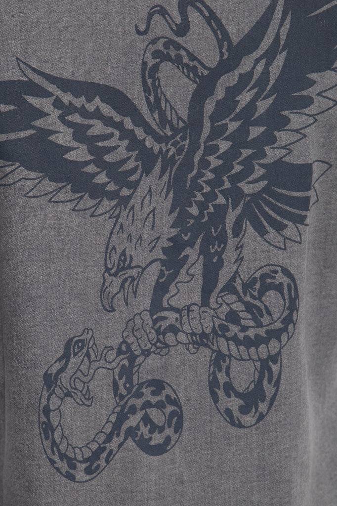 Queen Kerosin Denim-Bluse Mit Legerem Waschungseffekt Und Backprint