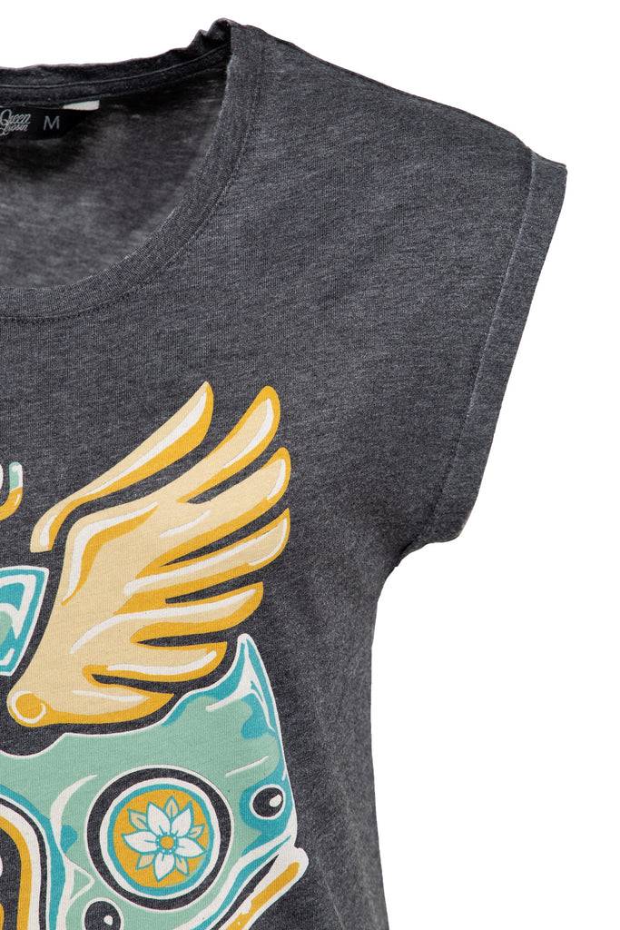 Queen Kerosin Enzymewash T-Shirt «Ride Free South Dakota»