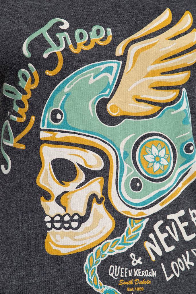 Queen Kerosin Enzymewash T-Shirt «Ride Free South Dakota»