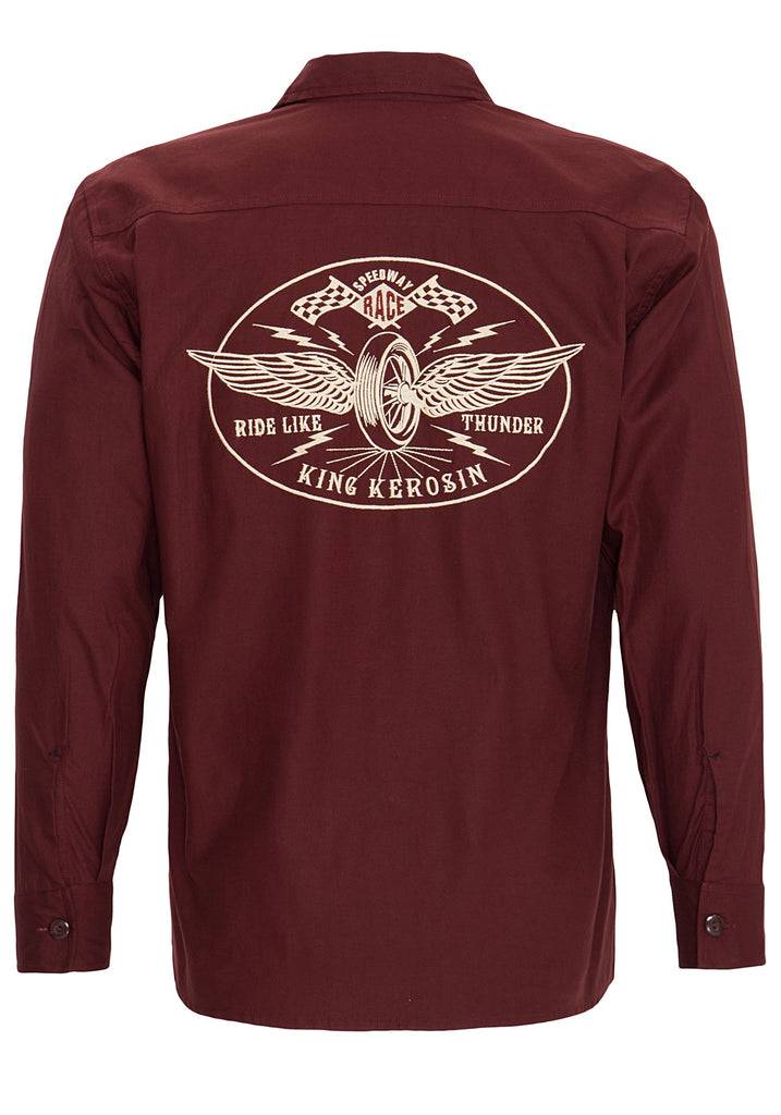 Queen Kerosin Hemd Im Workwear Mit Stickerei Im Rücken «Ride Like Thunder»
