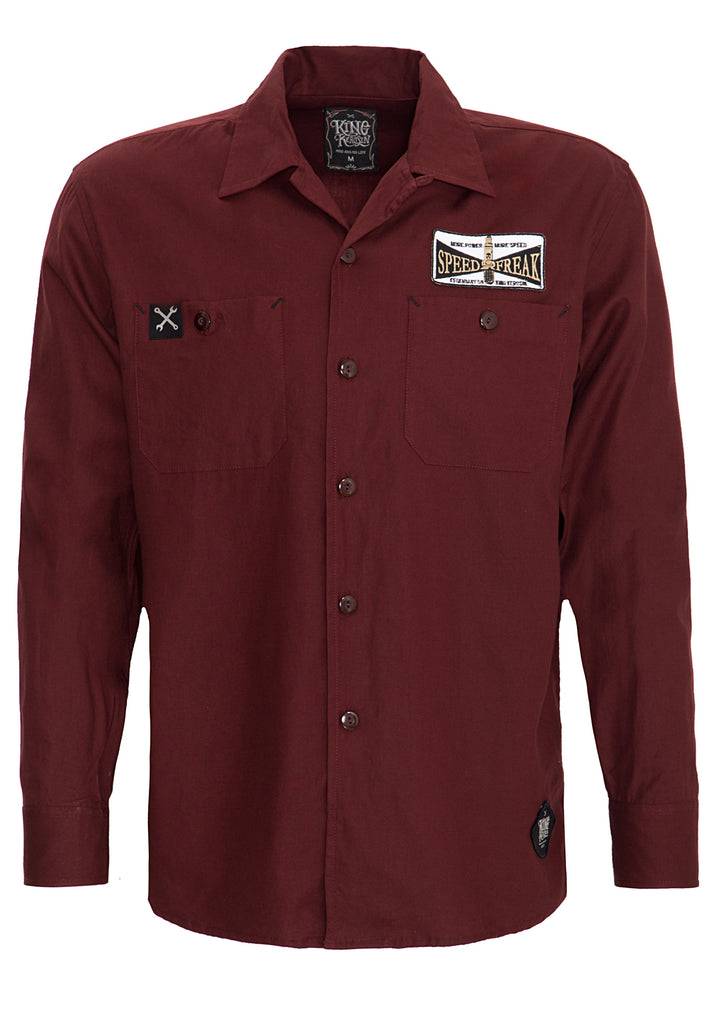 Queen Kerosin Hemd im Workwear mit Stickerei im Rücken «Ride Like Thunder»