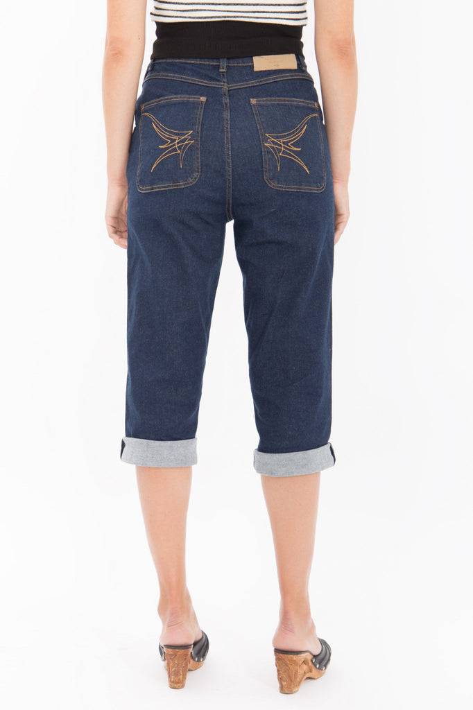 Queen Kerosin High Waist Capri Jeans Mit Seitlichem Reißverschluss