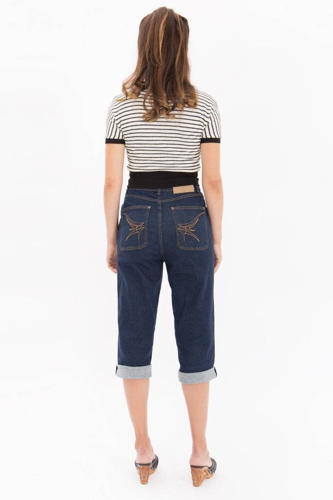 Queen Kerosin High Waist Capri Jeans Mit Seitlichem Reißverschluss