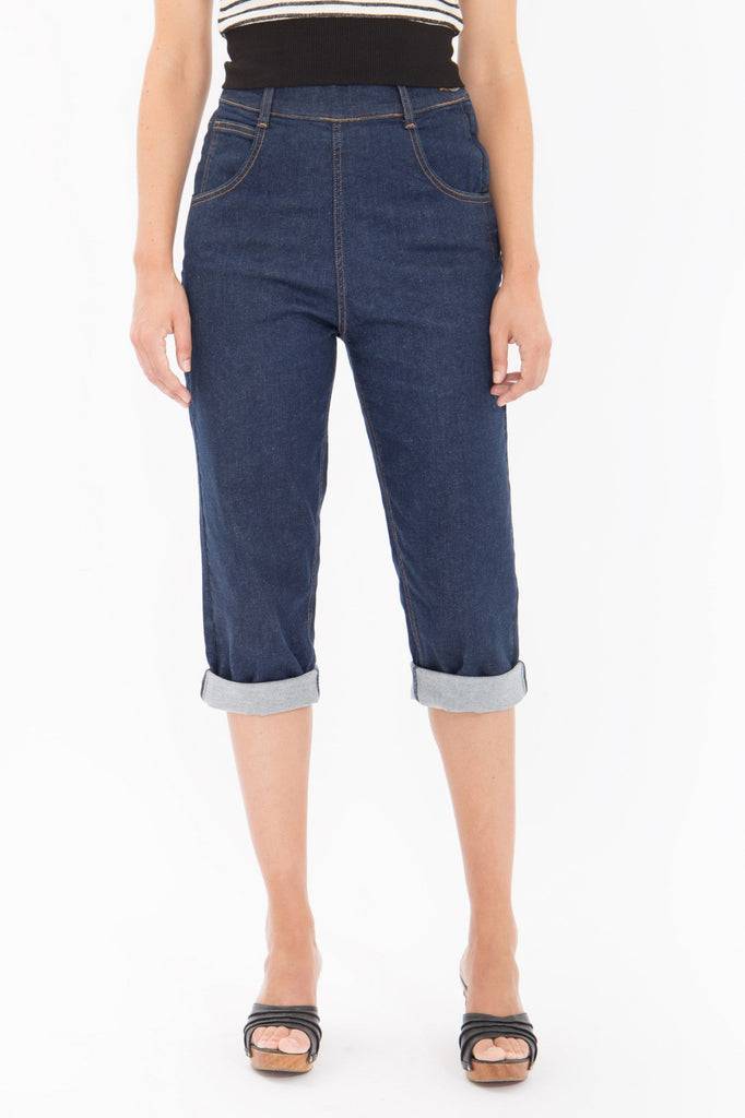 Queen Kerosin High Waist Capri Jeans mit seitlichem Reißverschluss