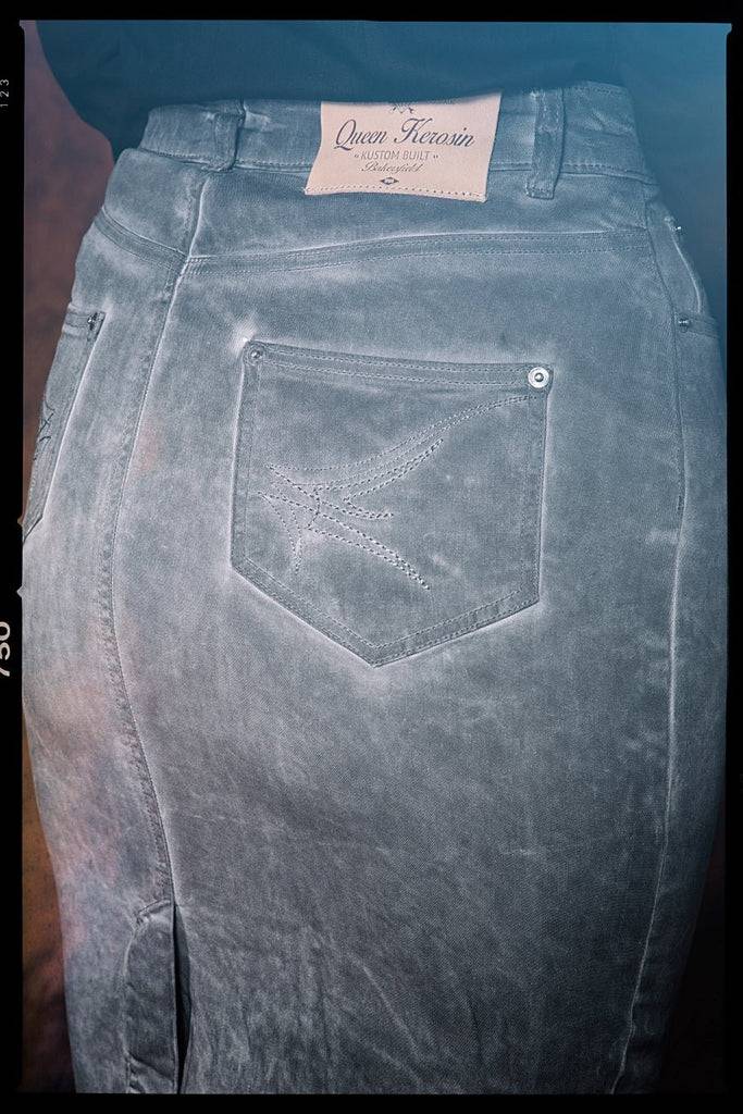 Queen Kerosin Jeans Bleistiftrock Mit Oilwash Effekt
