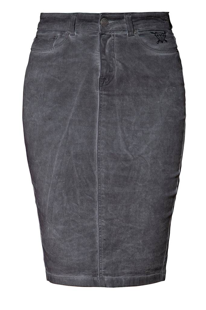 Queen Kerosin Jeans Bleistiftrock mit Oilwash Effekt