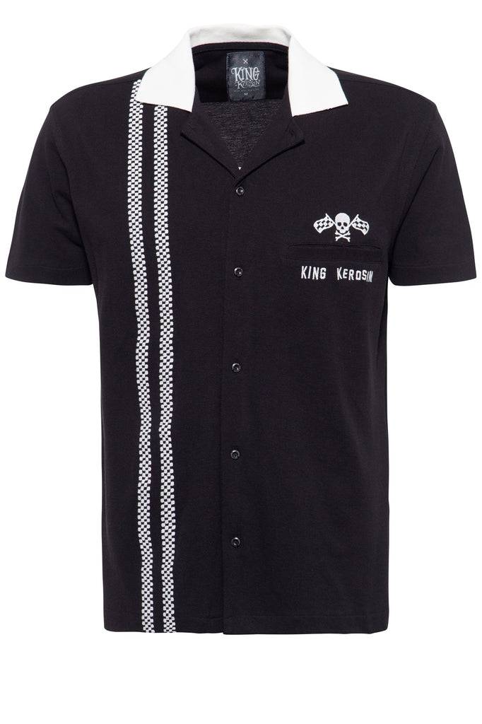 Queen Kerosin Kurzarm-Hemd Im Bowling Style Mit Kontrastkragen