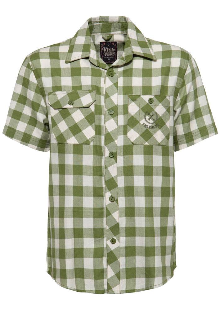 Queen Kerosin Kurzarm-Hemd Mit Hochwertiger Stickerei Im Rücken Und Vichykaro «Loud & Fast»