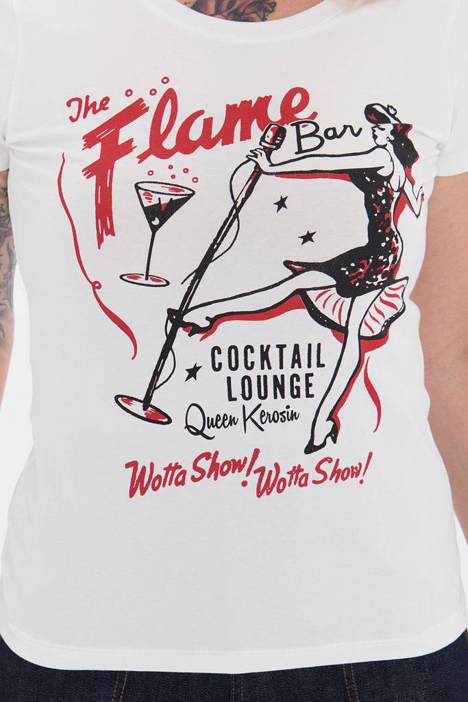 Queen Kerosin Kurzarm Shirt Mit Coolem Retro-Print «Flame Bar»