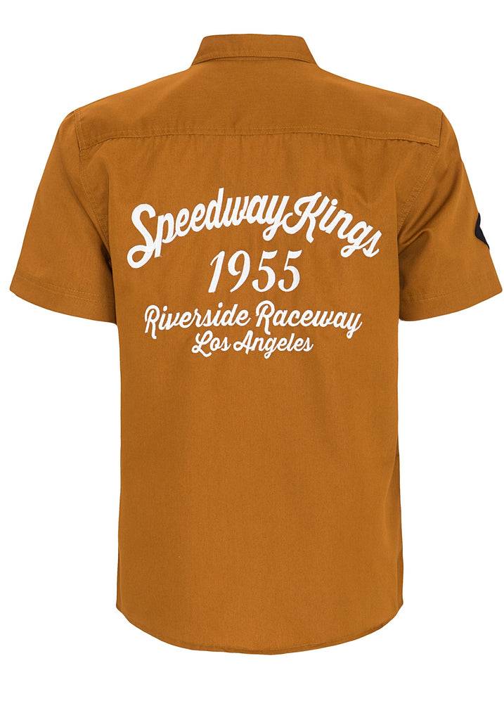 Queen Kerosin Kurzarmhemd Mit Rückenstickerei «Speedway Kings»