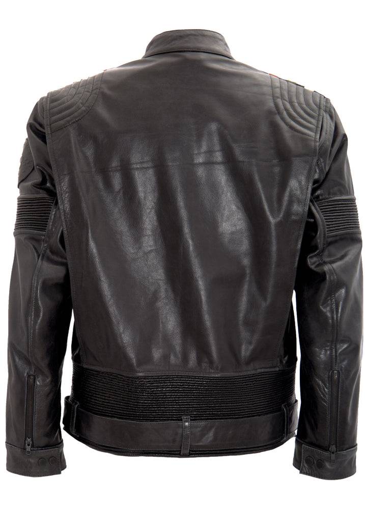 Queen Kerosin Lederjacke Mit Kontrastfarbigen Racer-Streifen