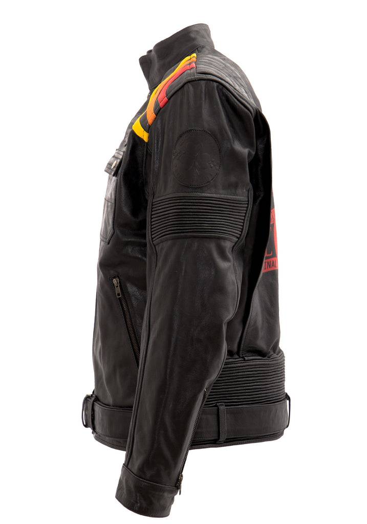 Queen Kerosin Lederjacke Mit Kontrastfarbigen Racer-Streifen