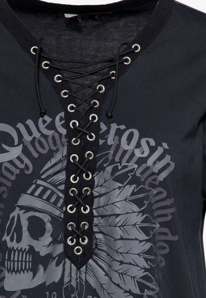 Queen Kerosin Loose Fit Longshirt «Indian Rider Queen»