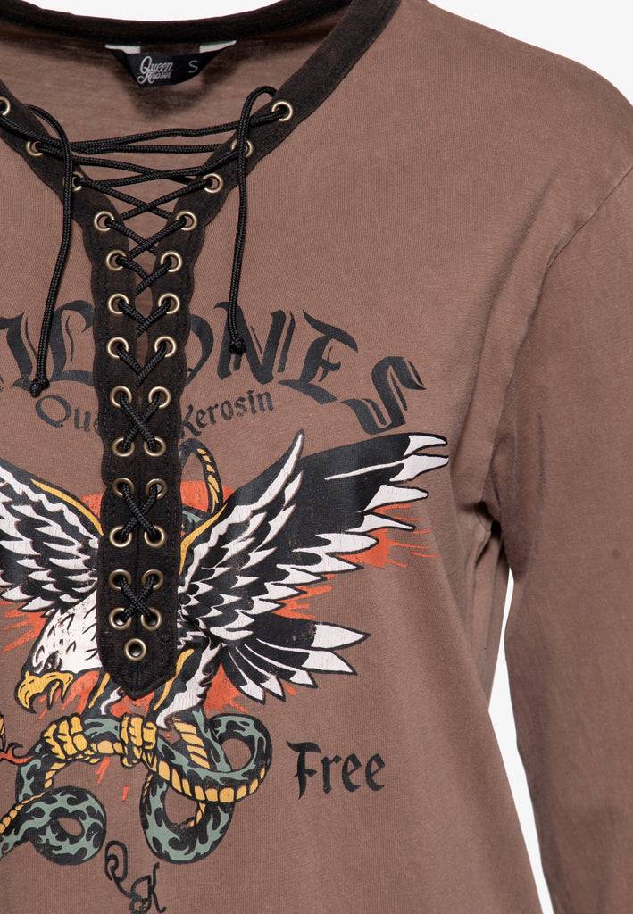 Queen Kerosin Loose Fit Longshirt «Wild Ones Ride Free»