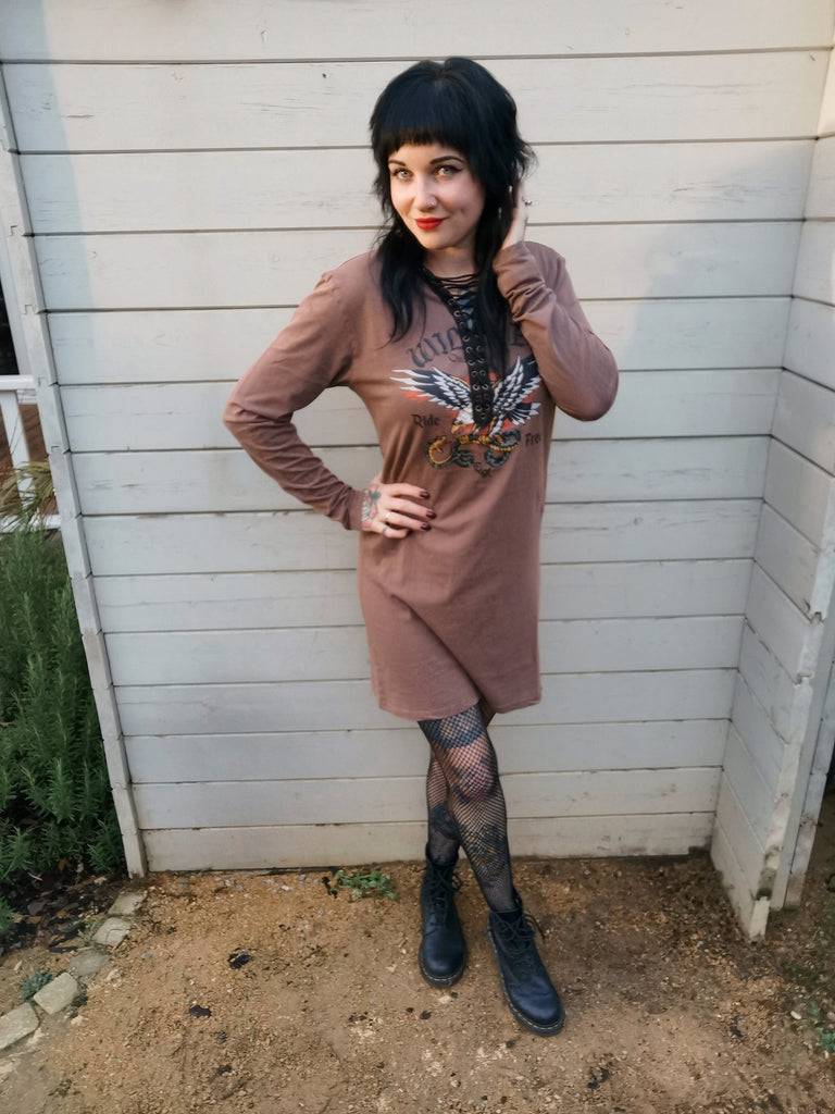 Queen Kerosin Loose Fit Longshirt «Wild Ones Ride Free»