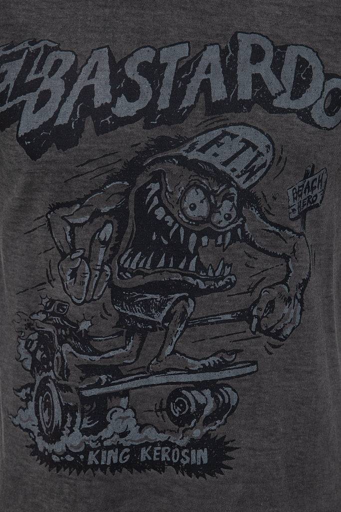 Queen Kerosin Oil Washed Print T-Shirt Im Used Look «El Bastardo»