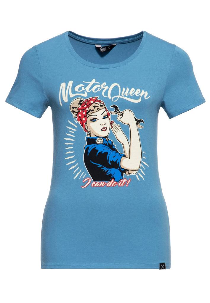Queen Kerosin Print T-Shirt «Motor Queen I can do it»