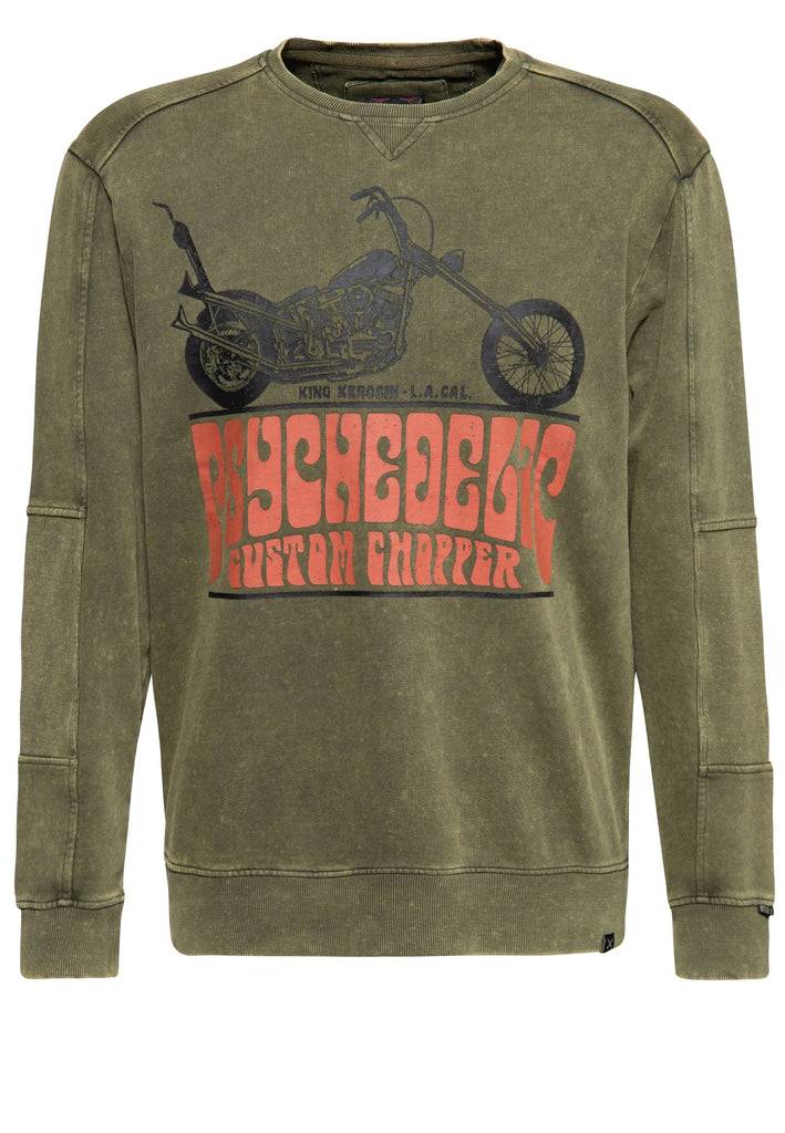Queen Kerosin Pullover acid washed «Psychedelic Custom Chopper»