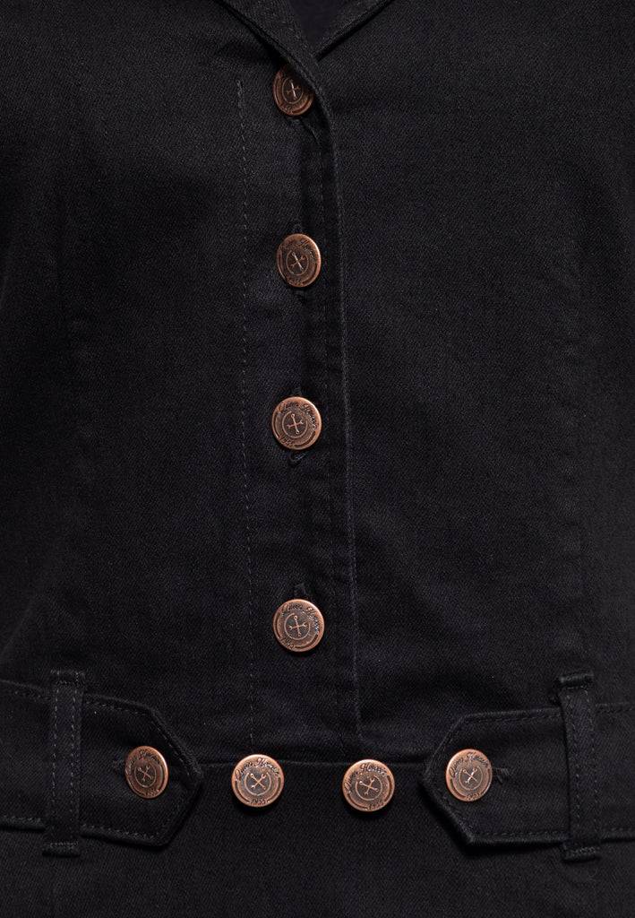 Queen Kerosin 50s Swing Jeanskleid Mit Stickerei