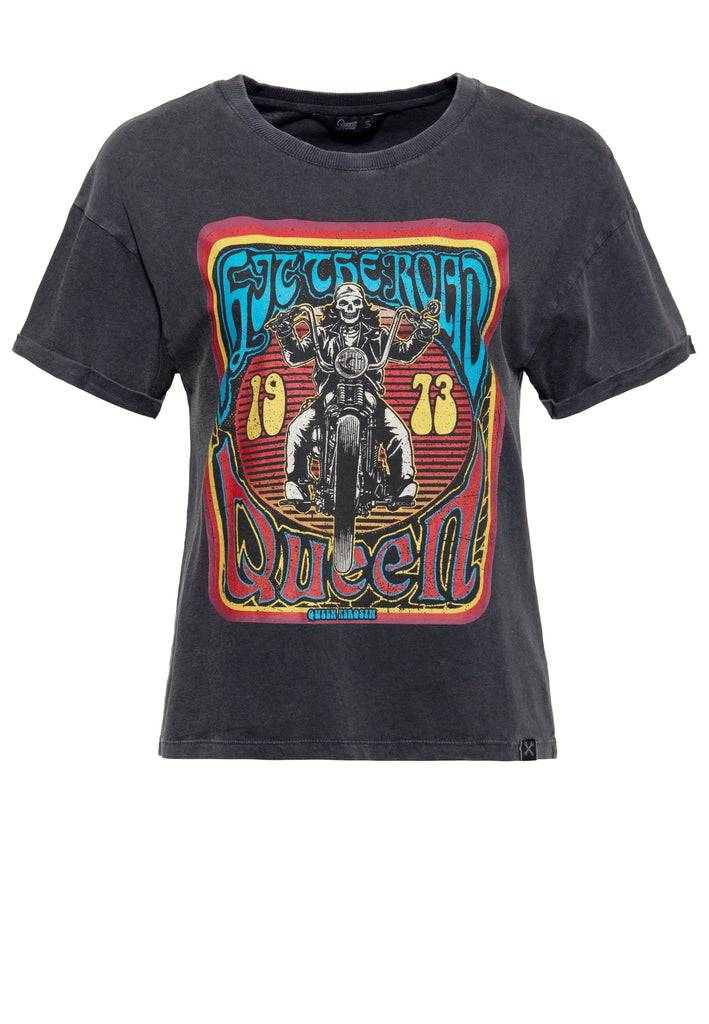 Queen Kerosin Acid Wash T-Shirt «Hit The Road Queen»
