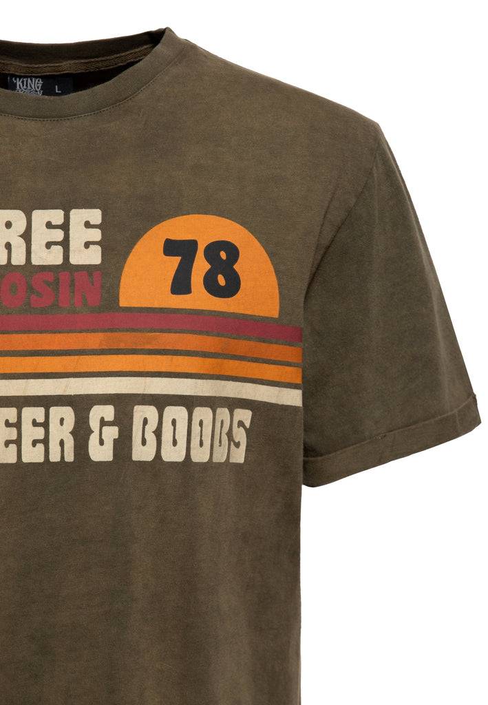 Queen Kerosin Acid-Washed T-Shirt «Grass, Beer & Boobs»