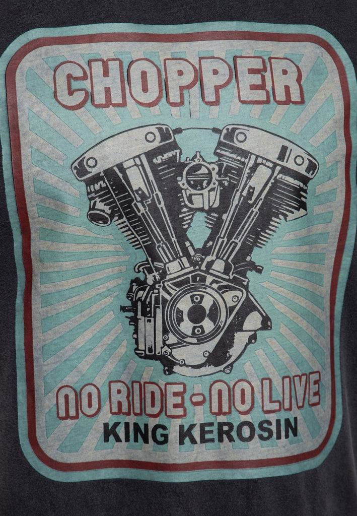 Queen Kerosin Acid-Washed T-Shirt «No Ride No Life»