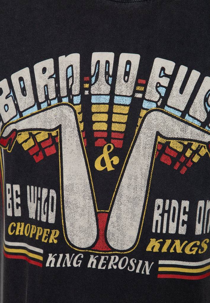 Queen Kerosin Acidwash T-Shirt «Born To Fuck»