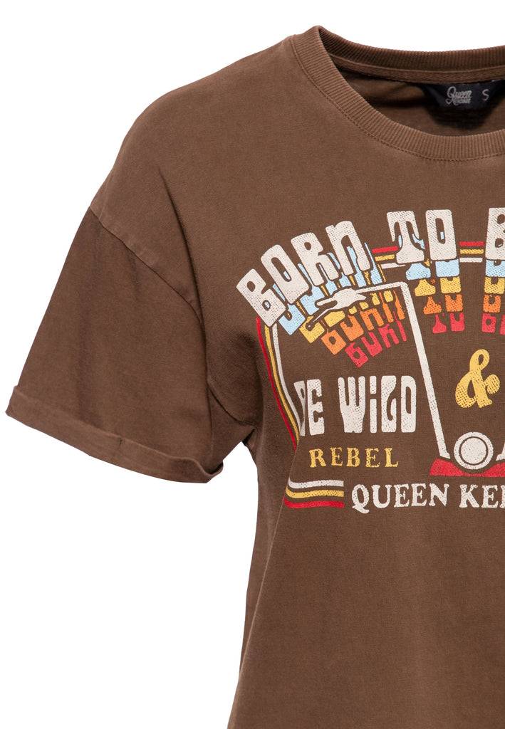 Queen Kerosin Acidwash T-Shirt «Free Born»