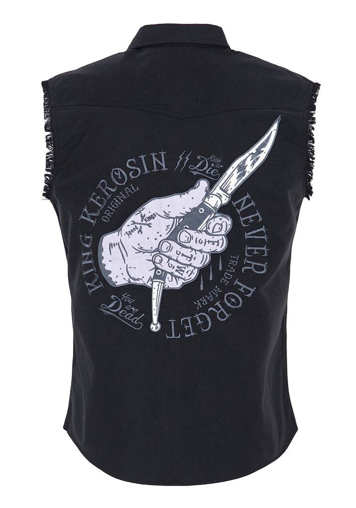Queen Kerosin Ärmelloses Hemd mit Stickerei