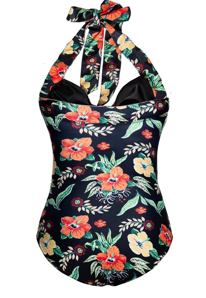Queen Kerosin Badeanzug «Hibiskus Black»