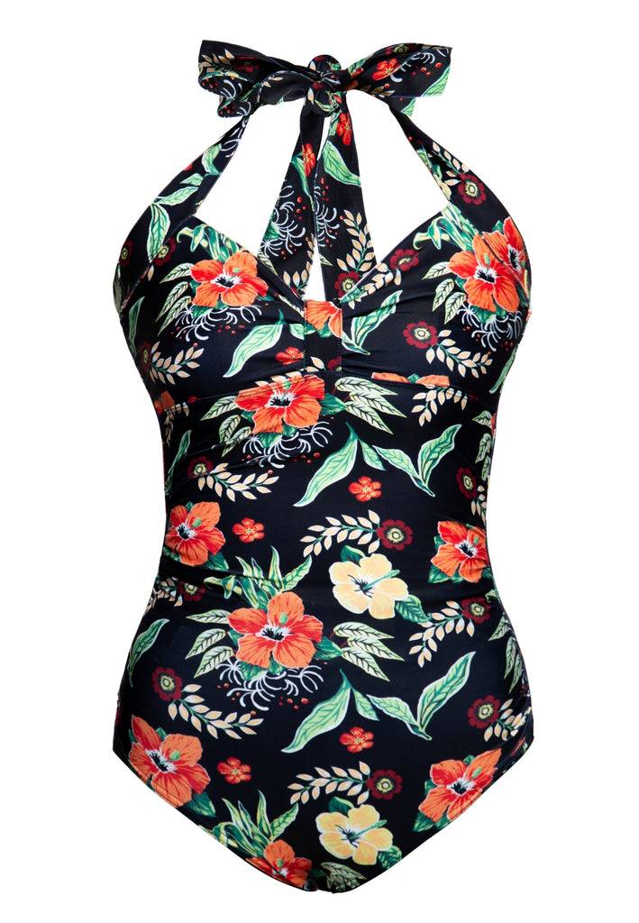 Queen Kerosin Badeanzug «Hibiskus Black»