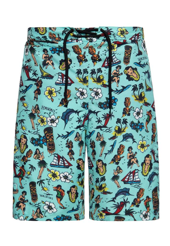 Queen Kerosin Badeshorts «Hawaii»
