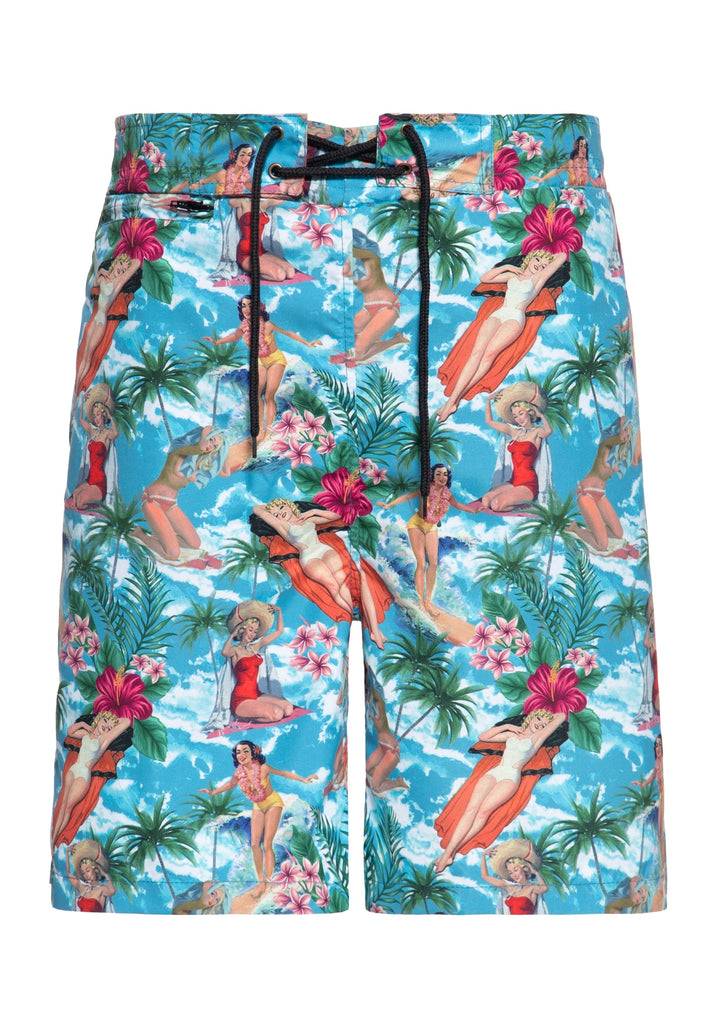Queen Kerosin Badeshorts «Tropical Hawaiian»