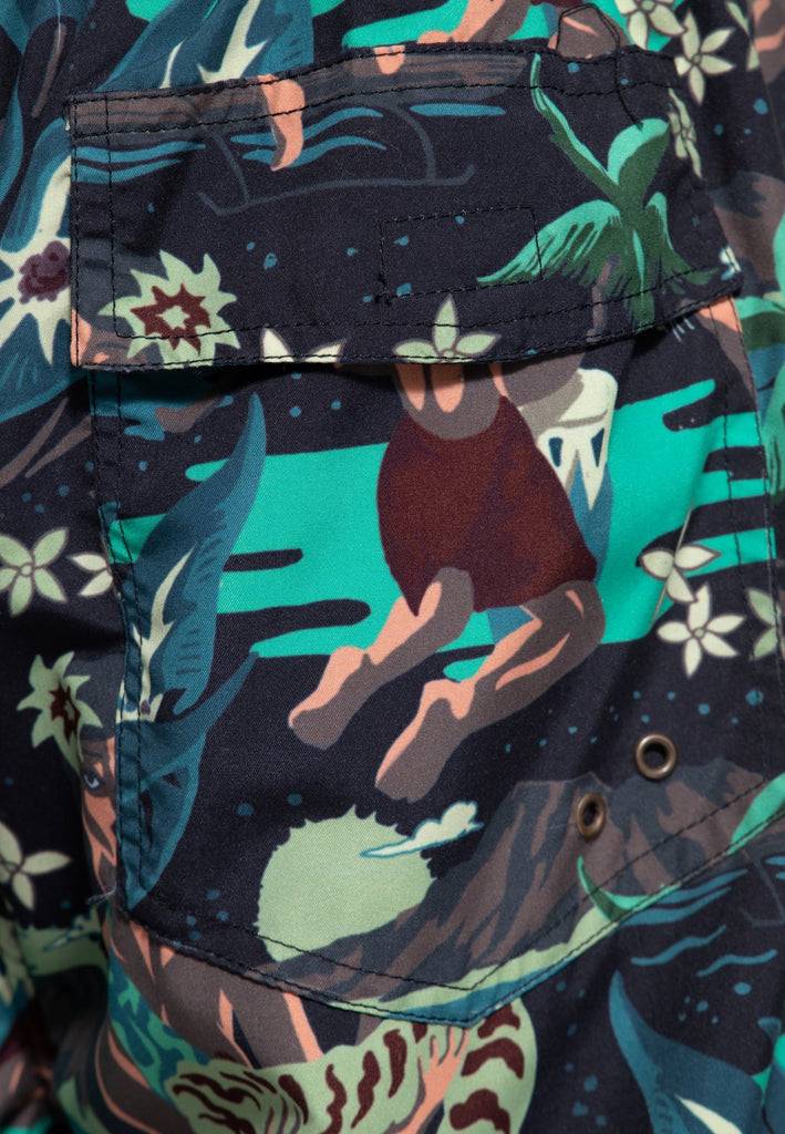 Queen Kerosin Badeshorts «Tropical Hulla Hou»