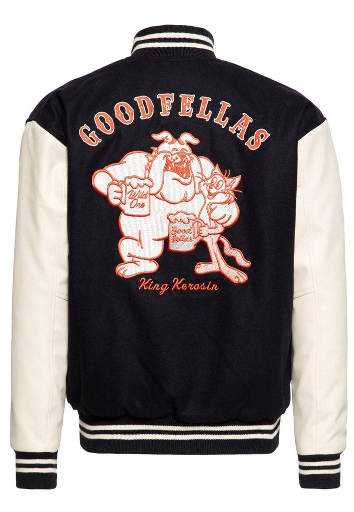 Queen Kerosin Baseball Leder Jacke «Goodfellas Beer»