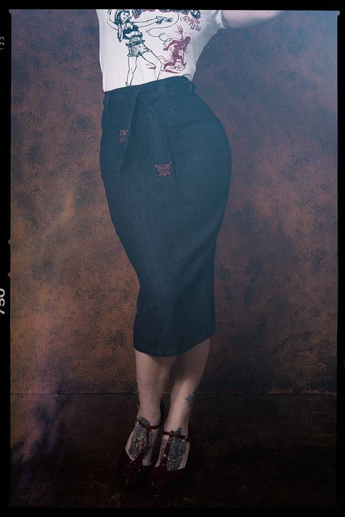 Queen Kerosin Bleistiftrock Mit Bindegürtel