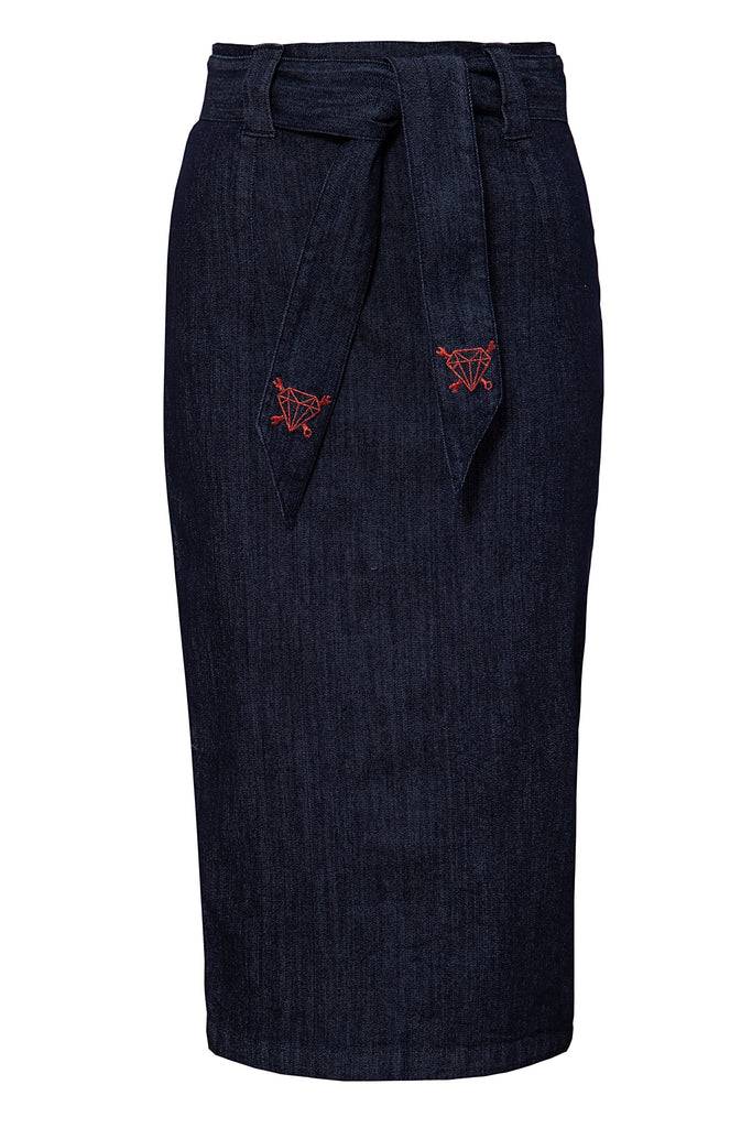 Queen Kerosin Bleistiftrock mit Bindegürtel