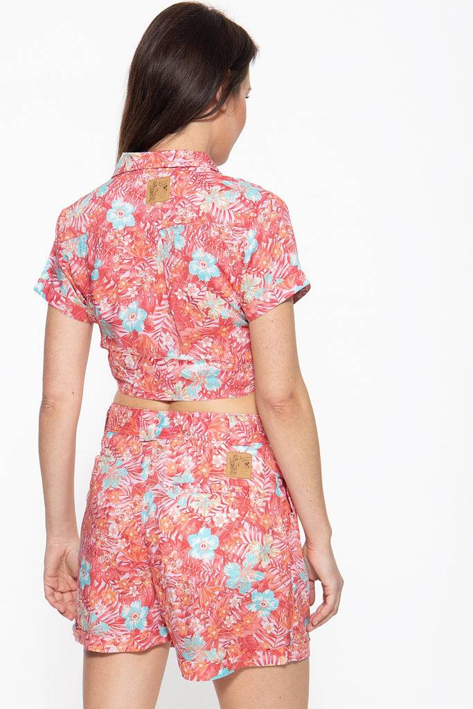 Queen Kerosin Bluse Mit Tropischem Muster