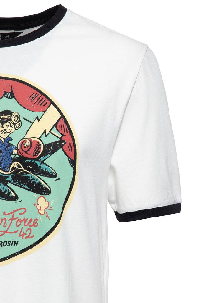 Queen Kerosin Contrast T-Shirt «Airforce 42»