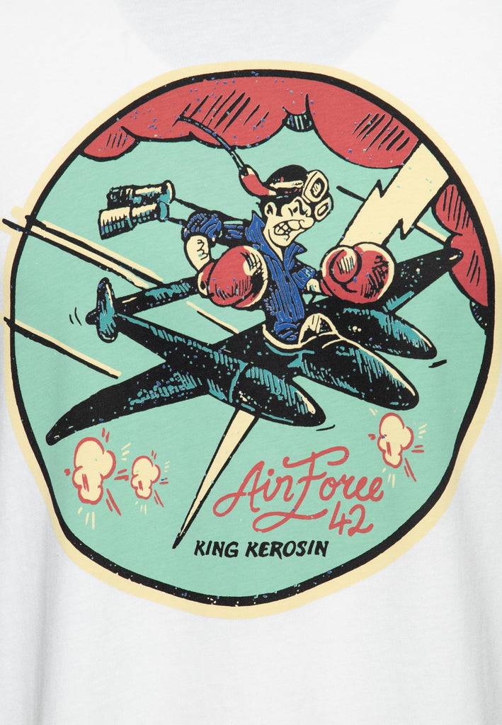 Queen Kerosin Contrast T-Shirt «Airforce 42»