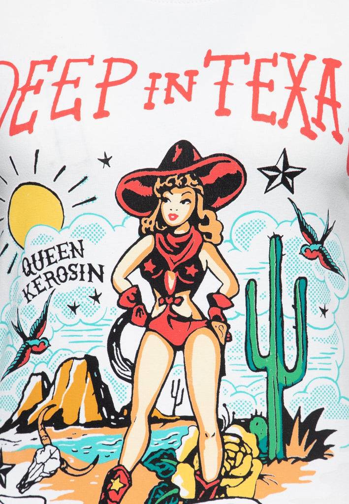 Queen Kerosin Contrast T-Shirt «Deep In Texas»