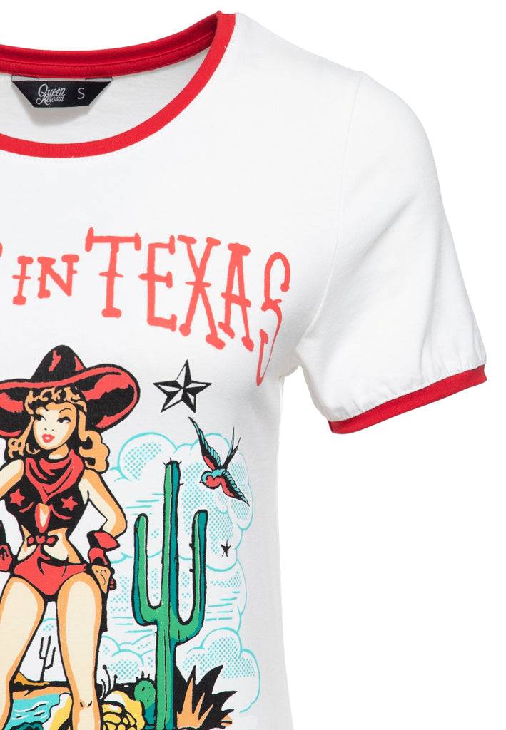 Queen Kerosin Contrast T-Shirt «Deep In Texas»