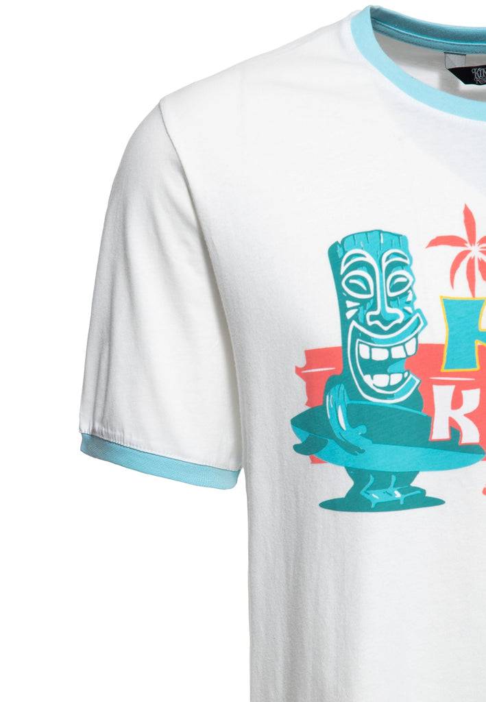 Queen Kerosin Contrast T-Shirt «Tiki Surfers»